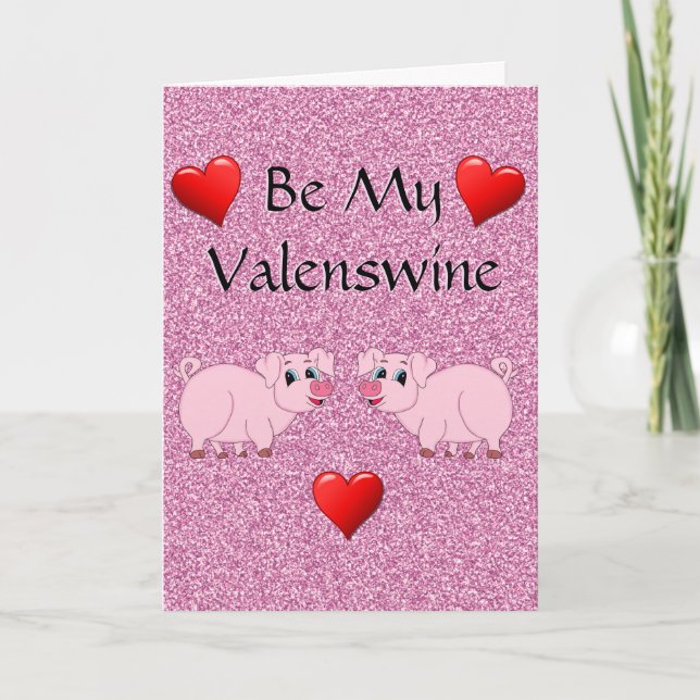 Cartão De Festividades Funny Pig Swine Valentine's Day Card (Frente)