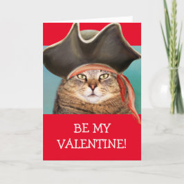 Cartão De Festividades Funny Pirate Cat Valentine's Day