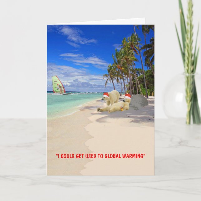 Cartão De Festividades Funny Polar Bear Christmas (Frente)