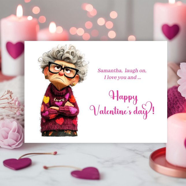 Cartão De Festividades Funny Quirky Grumpy Lady Valentine’s Day Card (Funny Quirky Grumpy Lady Valentine’s Day Card)