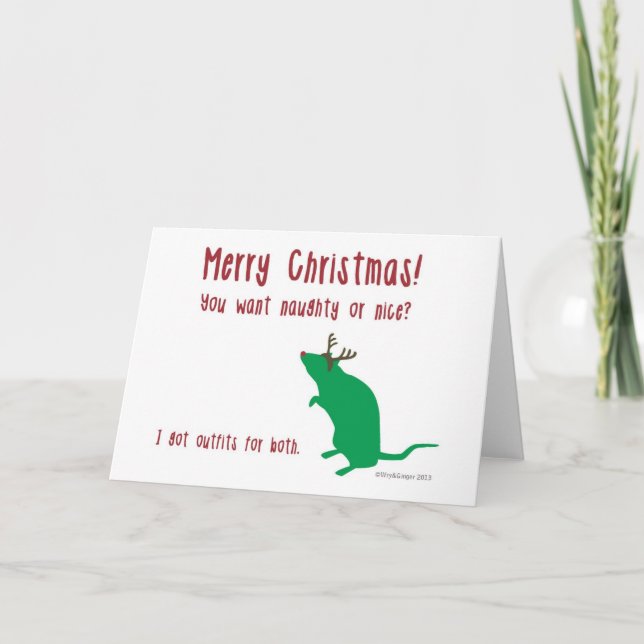 Cartão De Festividades Funny Rat Christmas Card (Frente)