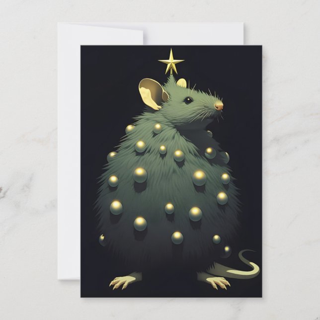 Cartão De Festividades Funny Rat Christmas Cards (Frente)
