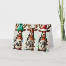 Cartão De Festividades Funny Rein Beer Holiday Card