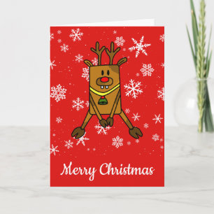 Cartão De Festividades Funny Reindeer Snowflakes Kids Christmas