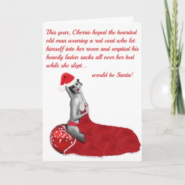 Cartão De Festividades Funny Rude Risqué Humorous Pinup Christmas Card 02 (Frente)