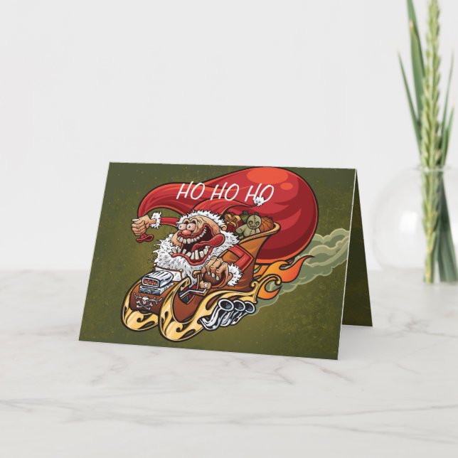 Cartão De Festividades Funny Santa Claus Christmas Card Red Hot Santa (Frente)