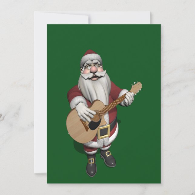 Cartão De Festividades Funny Santa Claus Plays Accoustic Guitar (Frente)