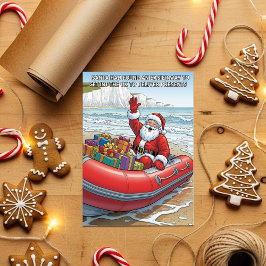 Cartão De Festividades Funny Santa Dinghy Christmas 