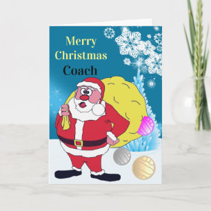 Cartão De Festividades Funny Santa Netball Coach Christmas Greeting