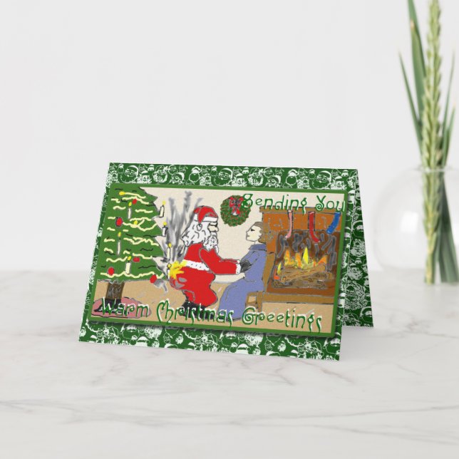 Cartão De Festividades Funny Santa on Fire Christmas card (Frente)