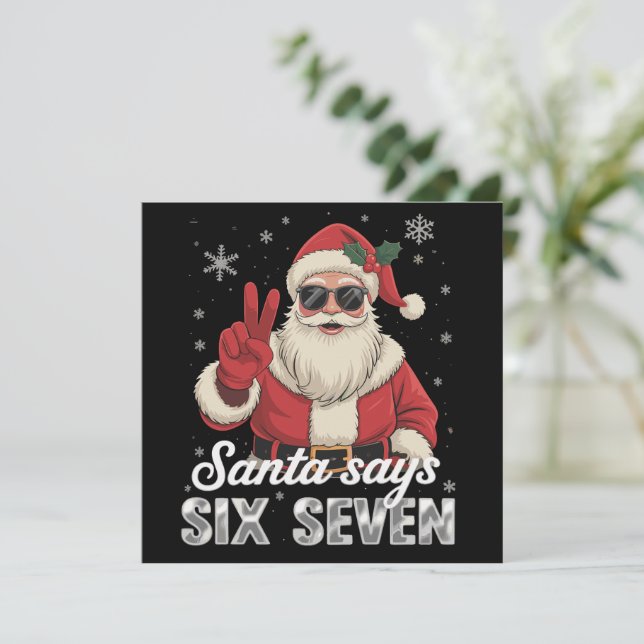 Cartão De Festividades Funny Santa Says Six Seven Christmas 67 Meme Xmas (Em pé/Frente)