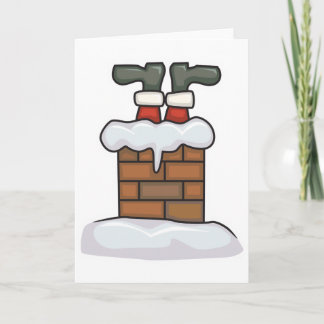 Cartão De Festividades funny santa stuck in chimney
