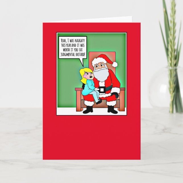 Cartão De Festividades Funny Santa's Lap Holiday Greeting Card (Frente)