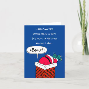 Cartão De Festividades Funny Santa's Stuck in Chimney Christmas