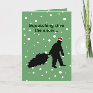 Cartão De Festividades Funny Sasquatch Christmas Card Pulling Tree