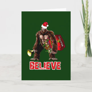 Cartão De Festividades Funny Sasquatch Santa Claus Christmas Design