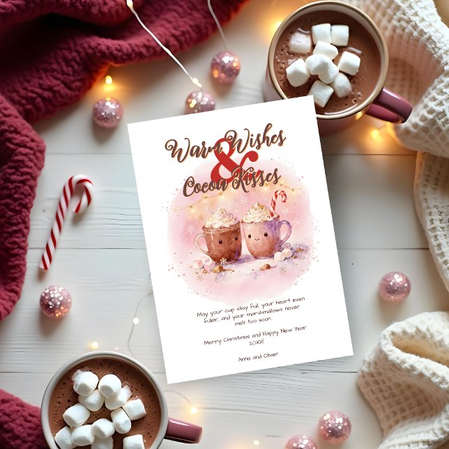 Cartão De Festividades Funny Smiling Mugs of Hot Chocolate Christmas (Funny Smiling Mugs of Hot Chocolate Christmas Holidays Cards. )