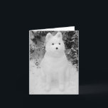 Cartão De Festividades funny snow akita snowman christmas photograph art<br><div class="desc">This funny looking snow akita snowman was built just after Christmas in the thick December snow. The snow akita has a funny expression on his face, but… I think anyone would look like he does if they’d been sitting in the cold snow for hours. This funny akita photo makes a...</div>