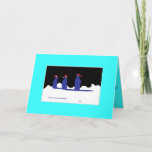 Cartão De Festividades funny snowman card<br><div class="desc">funny quirky touching snowman card entitled we're gonna be famous blue snowmen with worded pages</div>