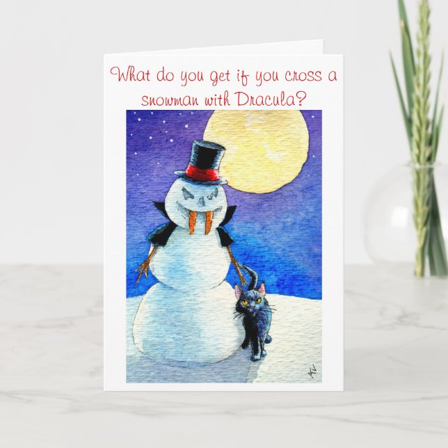 Cartão De Festividades Funny Snowman Halloween Christmas winter card (Frente)