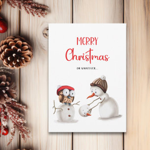 Cartão De Festividades Funny Snowman Owl Felry Natal