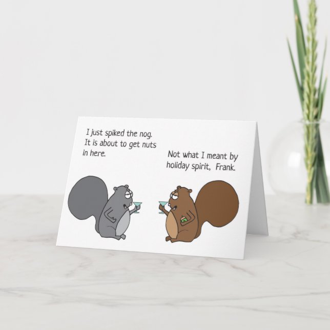 Cartão De Festividades Funny Squirrel Christmas Card Egg Nog (Frente)