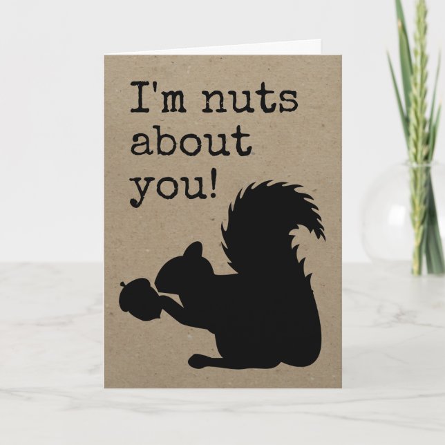 Cartão De Festividades Funny squirrel I'm nuts about you! Acorn (Frente)