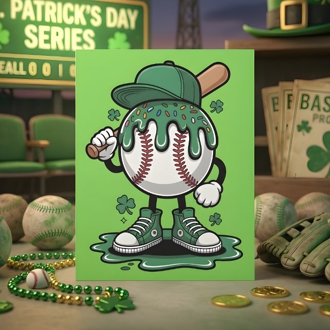 Cartão De Festividades Funny St Patrick Days Baseball Humor (Criador carregado)