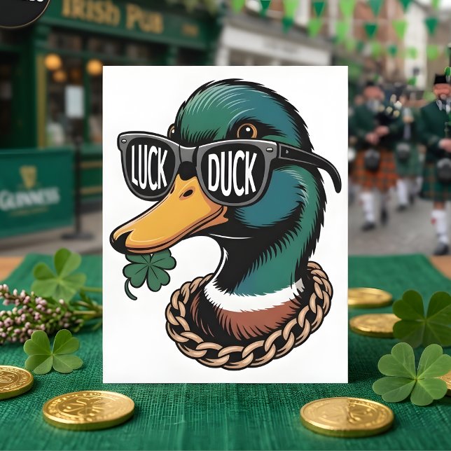 Cartão De Festividades Funny St Patrick Days Luck Duck (Criador carregado)