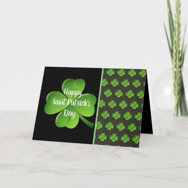 Cartão De Festividades Funny St Patricks Day Black Green Shamrocks (Frente)