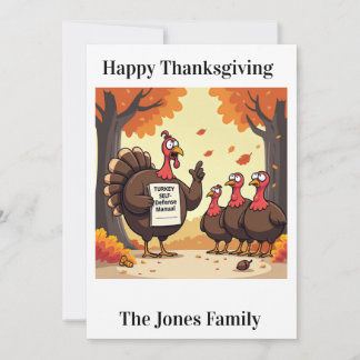 Cartão De Festividades Funny Thankgiving Card -"Turkey Defense"