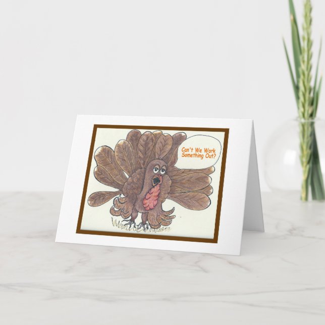 Cartão De Festividades Funny Turkey Thanksgiving Greeting Card (Frente)