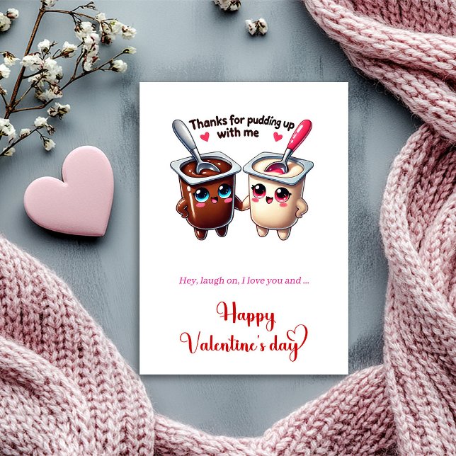Cartão De Festividades Funny Valentine’s Day Love Card with Cartoon Food (Funny Valentine’s Day Love Card with Cartoon Food)