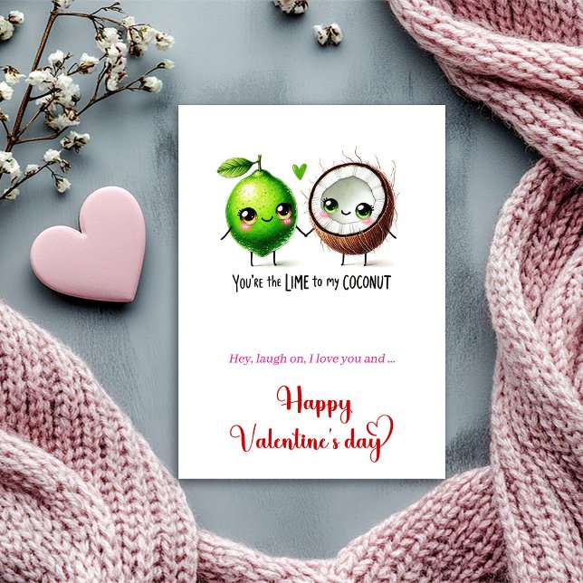 Cartão De Festividades Funny Valentine’s Day Love Card with Cartoon Fruit (Funny Valentine’s Day Love Card with Cartoon Fruit)