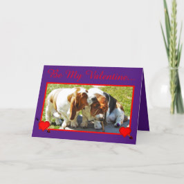 Cartão De Festividades Funny Valentine w/Basset Hounds, Hearts, & Cupcake