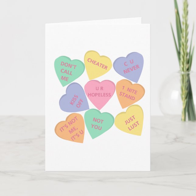 Cartão De Festividades Funny Valentine's Day conversation hearts (Frente)