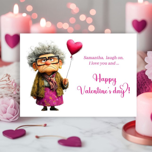 Cartão De Festividades Funny Whimsical Bored Granny Valentine Card (Funny Whimsical Bored Granny Valentine Card)