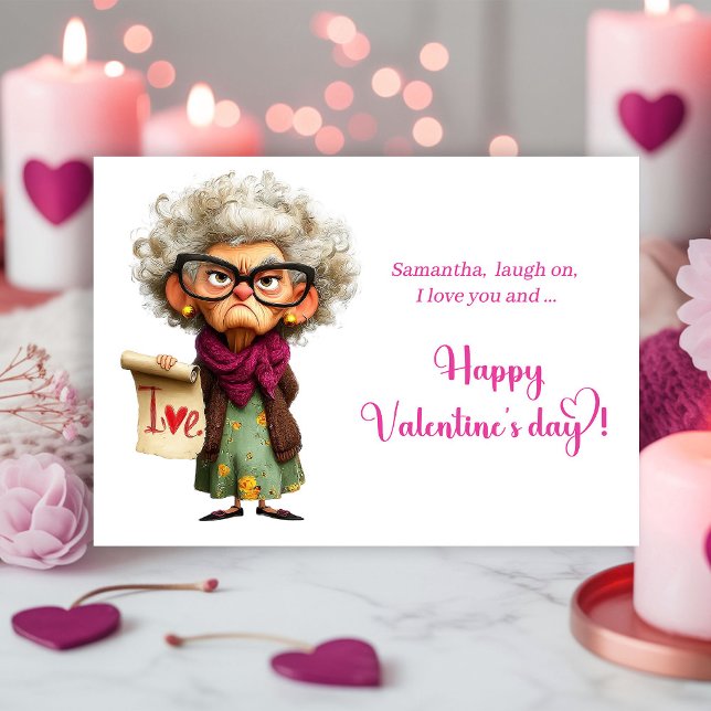 Cartão De Festividades Funny Whimsical Lady Bringing Charm Valentine (Funny Whimsical Lady Bringing Charm Valentine)