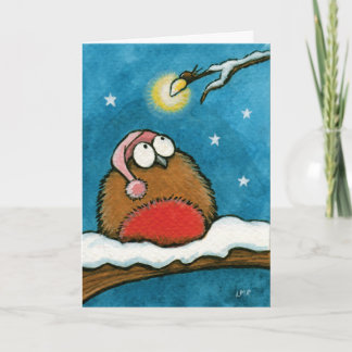 Cartão De Festividades Funny Whimsical Robin and Glow-Bug Festive Card