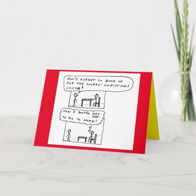 Cartão De Festividades Funny Work Christmas Party Cartoon Joke (Frente)