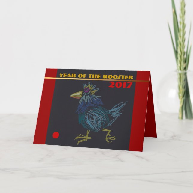 Cartão De Festividades Funny Young Rooster Chinese Year Zodiac Card (Frente)