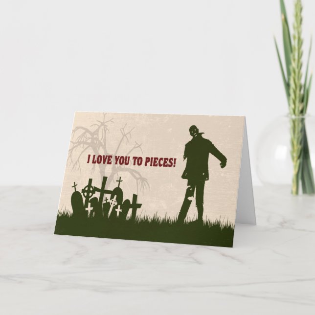 Cartão De Festividades Funny Zombie in Cemetery Valentine’s Day Card (Frente)