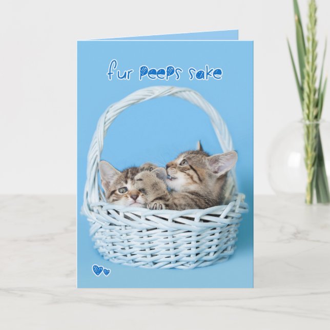 Cartão De Festividades Fur Peeps Sake Two twin Easter Kittens Fighting (Frente)