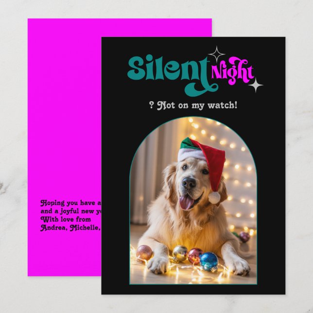 Cartão De Festividades Fusão festiva Retro Pet Dog Foto de Natal (Frente/Verso)