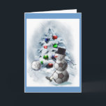 Cartão De Festividades Futebol Ball Snowman Natal<br><div class="desc">Um bonitão de bola de futebol está esperando que suas férias chutem! Boa mercadoria de Natal e ideias de presentes para o amante de futebol na sua lista de compras de férias!</div>