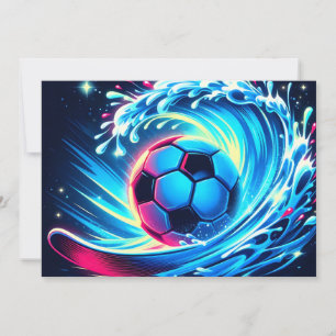 Cartão De Festividades Futebol de Surf de Bola de Onda Oceano Futurista