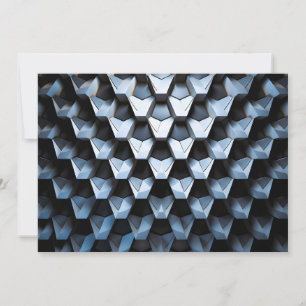 Cartão De Festividades Futurista Abstrato Azul Geométrico Metálico