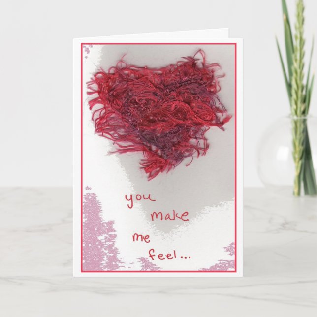 Cartão De Festividades Fuzzy Heart - Valentine's Day Yarn Greeting (Frente)