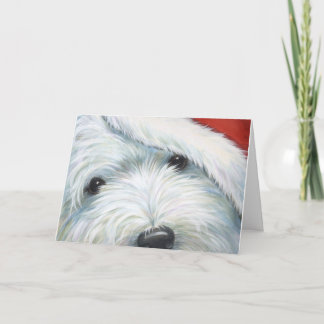 Cartão De Festividades "Fuzzy Santa" Westie Christmas card by Borgo