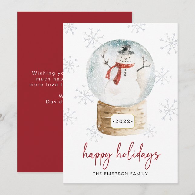 Cartão De Festividades G globo de neve Feliz (Frente/Verso)
